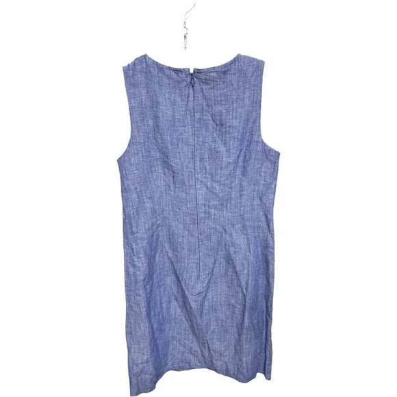 Talbots Embroidered Linen Cotton Chambray Shift Dress Size 2 Floral Embroidered - Picture 5 of 8